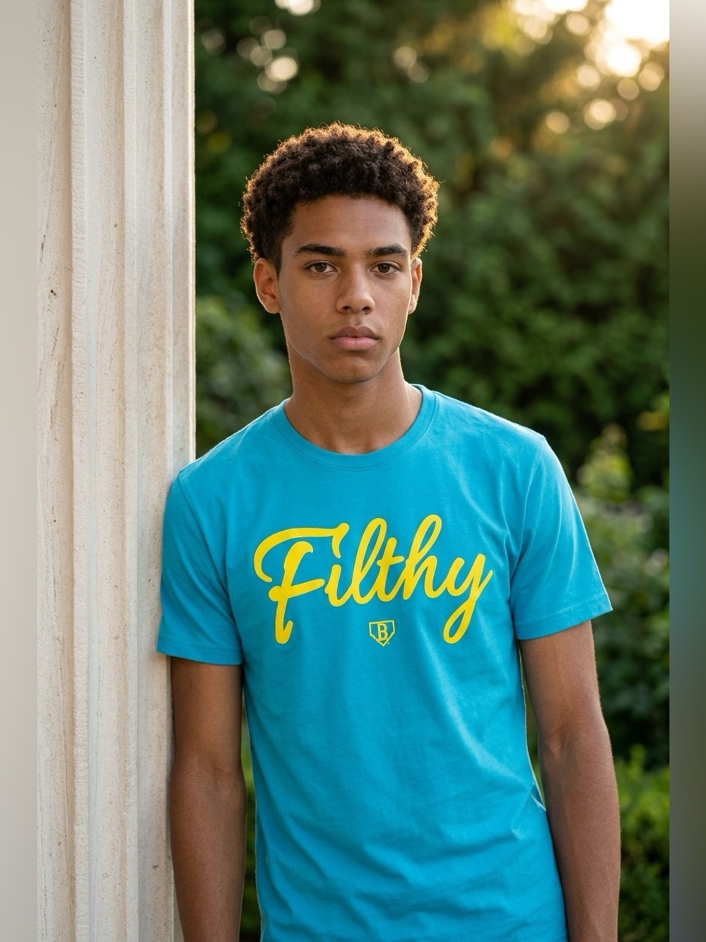 NWT Baseball Lifestyle 101 Men’s Teal Blue Yellow Graphic Filthy T-Shirt - L